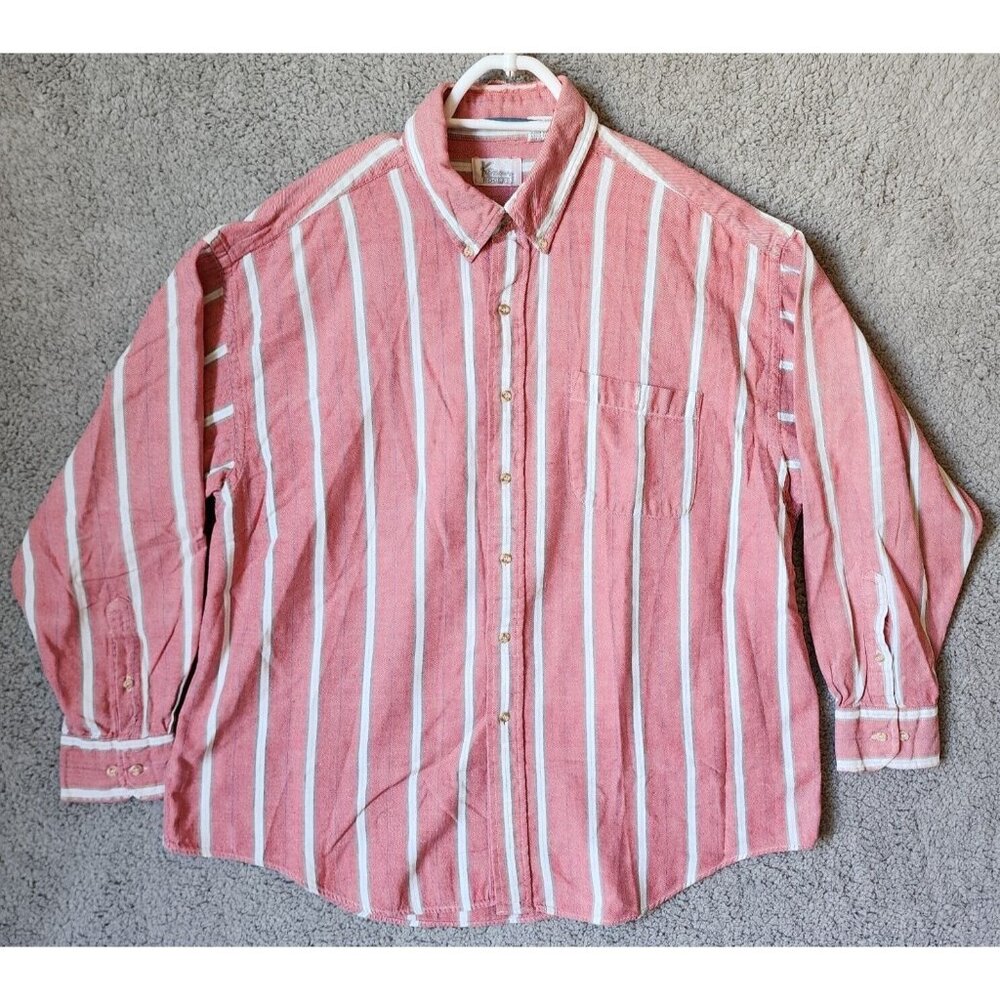 VTG Kenny Rogers Pink Striped‎ Long Sleeve Button Shirt Size XL 17-17.5 USA Made